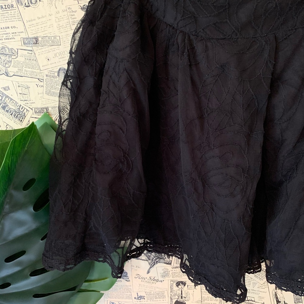 Free People Black Skirt Lined SZ XS Floral - Picture 2 of 6